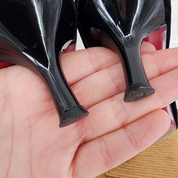 Vtg Ann Taylor Heels 9.5 Witchy Velvet Bow 90s Kitten Heel Gothic Whimsigoth - Picture 5 of 10